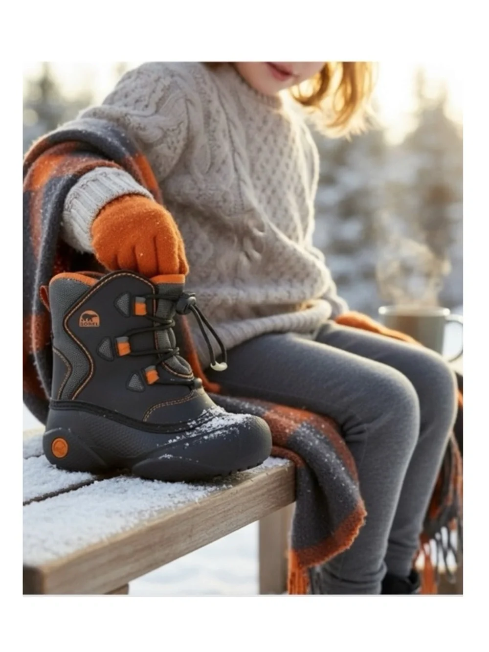 Sorel ✪ Icepack Winter Snow Boots ✪ Black / Orange ✪ Youth 9M ✪ Temp Rated -100